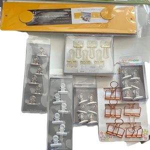 NEW dorm room supples!! 35 magnetic clips & 2 magnetic strip bulletin boards